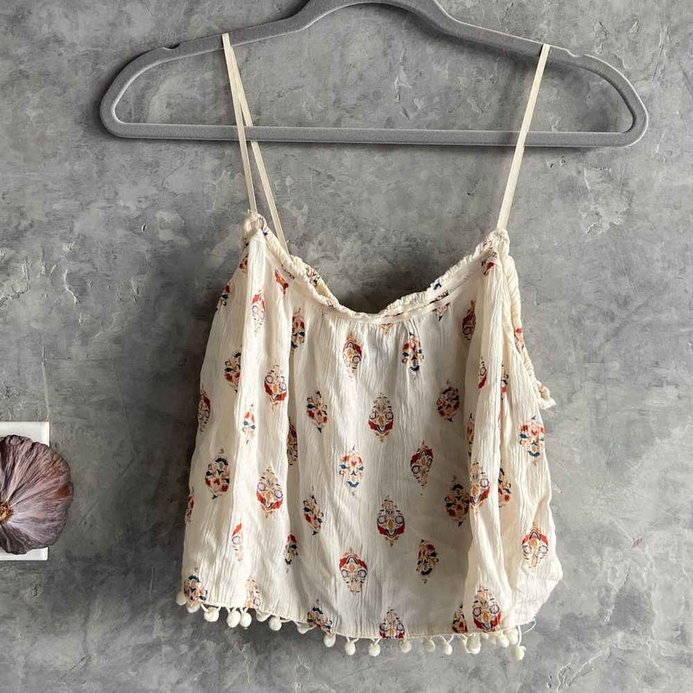 Pom Pom crop strap blouse
